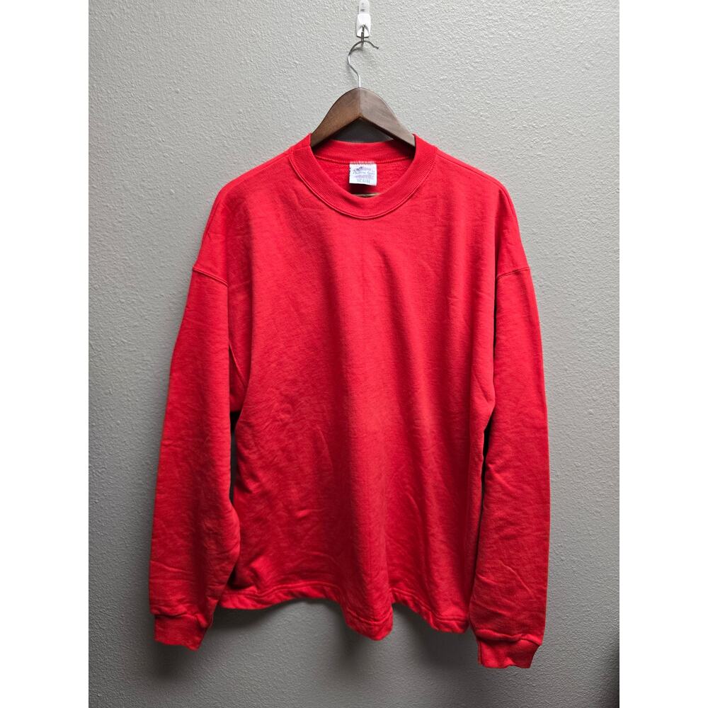 Vintage Blank Red Crewneck Sweatshirt Fashion Gear Red XXL 90s Pullover